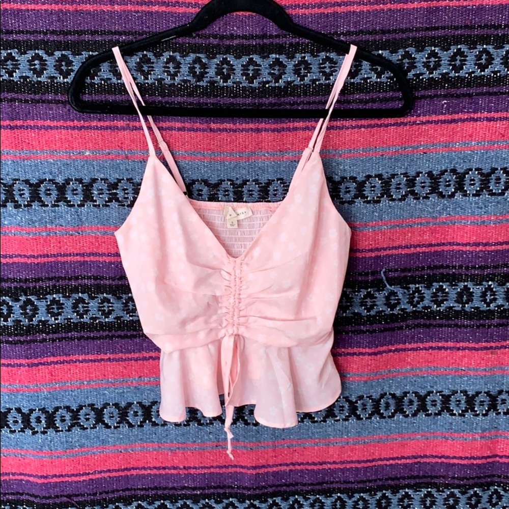 Pink low neck tank top
